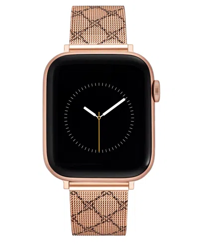 Nine West Women's Patterned Stainless Steel Mesh Band Designed For Apple Watch 42mm (series 1-3 Only) & 44/45/ In Rose Gold-tone