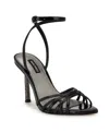 Nine West Paxal Shimmering Stones Metallic Stiletto Sandals Women In Black