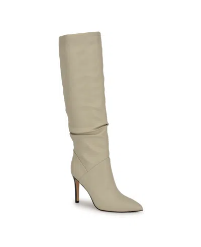 Nine West Women's Perino Pointy Toe Stiletto Heel Knee High Boots In Cream