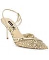 Nine West Pertee Crystal Embellished Ankle Strap Pump In Gold