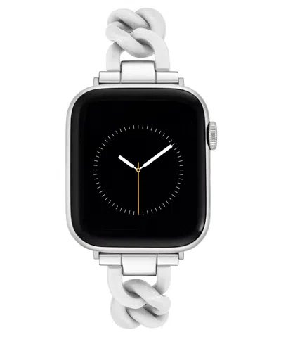 Nine West Women's Plastic Chain Link Bracelet Designed For Apple Watch 42mm (series 10) & 38/40/41mm In White,silver-tone