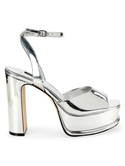 Nine West Women's Platt Metallic Platform Sandals In Silver