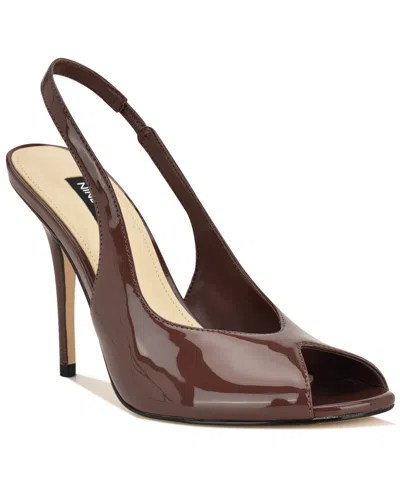 Nine West Women's Pretta Peep Toe Slingback Stiletto Sandals In Burgundy