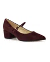 Nine West Women's Prix Pointy Toe Block Heel Dress Pumps In Burgundy Suede
