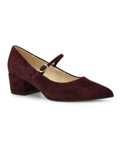 Nine West Women's Prix Pointy Toe Block Heel Dress Pumps In Burgundy