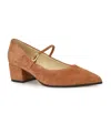 Nine West Prix Mary Jane Pointed Toe Pump In Medium Brown Suede
