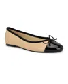 Nine West Women's Prosep Round Toe Slip-on Dress Ballet Flats In Light Natural Leather,black Multi