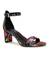 Nine West Pruce Ankle Strap Sandal In Black Lush Floral Multi