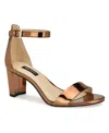 Nine West Women's Pruce Round Toe Block Heel Dress Sandals In Bronze Mirror Metallic