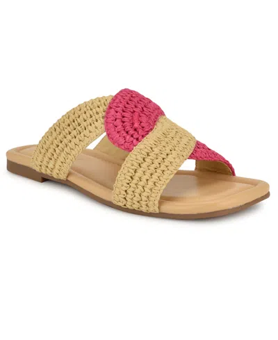 Nine West Women's Quara Slip-on Flat Casual Sandals In Light Natural,pink