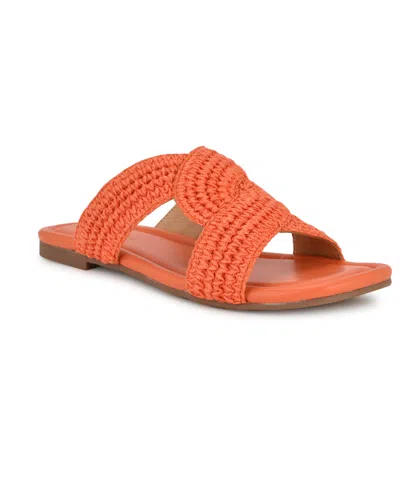 Nine West Women's Quara Slip-on Flat Casual Sandals In Orange