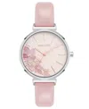 Nine West Women's Quartz Boyfriend Silver-tone And Light Pink Polyurethane Leather Band Watch, 36mm In Light Pink,silver-tone