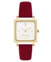 Nine West Women's Quartz Burgundy Leather And Gold-tone Watch, 29mm In Red