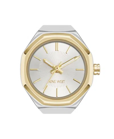 Nine West Women's Quartz Contemporary Two-tone Metal Alloy Ring Watch, 23mm In Gold