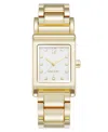 Nine West Women's Quartz Everyday Rectangular White And Gold-tone Metal Alloy Watch, 22mm In Gold-tone