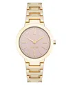 Nine West Women's Quartz Everyday Round Pink And Gold-tone Metal Alloy Watch, 33mm In Pink,gold-tone