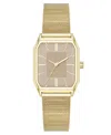 Nine West Women's Quartz Faceted Tan And Gold-tone Stainless Steel Mesh Watch, 26mm