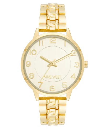 Nine West Women's Quartz Gold-tone Alloy Link With Chain Design Bracelet Watch, 36.5mm