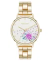 Nine West Women's Quartz Gold-tone Metal Alloy Delicate Floral Dial Watch, 36mm In Gold-tone