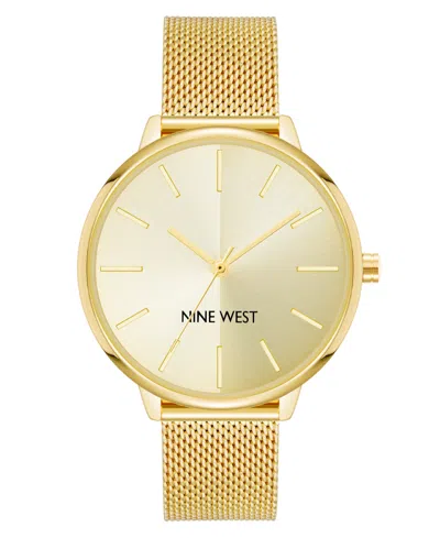 Nine West Women's Quartz Gold-tone Stainless Steel Mesh Band Watch, 40mm