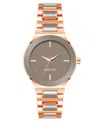 Nine West Women's Quartz Gray Enamel And Rose Gold-tone Alloy Link Bracelet Watch, 34mm In Gray,rose Gold-tone