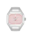 Nine West Women's Quartz Iconic Pink And Silver-tone Metal Alloy Ring Watch, 22mm In Pink,silver-tone