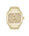 Nine West Women's Quartz Iconic Tan And Gold-tone Metal Alloy Ring Watch, 22mm In Tan,gold-tone
