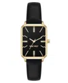 Nine West Women's Quartz Petite Black Leather And Gold-tone Watch, 25mm In Black