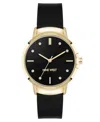 Nine West Women's Quartz Premier Black Leather And Gold-tone Watch, 34mm In Black