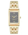 Nine West Women's Quartz Rectangular Gray And Gold-tone Metal Alloy Watch, 24mm