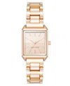 Nine West Women's Quartz Rectangular Rose Gold-tone Metal Alloy Bracelet Watch, 24mm In Rose Gold-tone