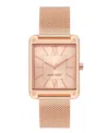 Nine West Women's Quartz Rectangular Rose Gold-tone Stainless Steel Mesh Band Watch, 29mm In Rose Gold-tone