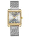 Nine West Women's Quartz Rectangular Silver-tone Stainless Steel Mesh Band Watch, 29mm In Silver-tone,gold-tone
