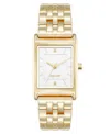 Nine West Women's Quartz Rectangular White And Gold-tone Metal Alloy Watch, 24mm In Gold-tone