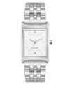 Nine West Women's Quartz Rectangular White And Silver-tone Metal Alloy Watch, 24mm In Silver-tone