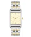 Nine West Women's Quartz Rectangular White And Two-tone Metal Alloy Watch, 24mm In Silver-tone,gold-tone