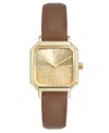 Nine West Women's Quartz Regency Brown Leather And Gold-tone Watch, 27mm