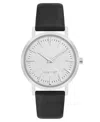 Nine West Women's Quartz Signature Black Leather And Silver-tone Watch, 34mm