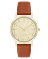 Nine West Women's Quartz Signature Brown Leather And Gold-tone Watch, 34mm In Brown