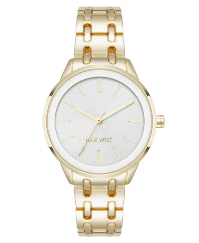 Nine West Women's Quartz Silver And Gold-tone Metal Alloy Bracelet Watch, 33mm