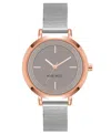 Nine West Women's Quartz Silver-tone Stainless Steel Mesh Band Watch, 34mm In Taupe,silver-tone,rose Gold-tone