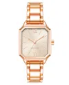 Nine West Women's Quartz Square Rose Gold-tone Alloy Link Bracelet Watch, 27mm In Rose Gold-tone