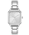 Nine West Women's Quartz Square Silver-tone Alloy Link Bracelet Watch, 27mm In Silver-tone