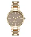 Nine West Women's Quartz Tan And Gold-tone Metal Alloy Bracelet Watch, 34mm In Tan,gold-tone