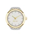 Nine West Women's Quartz Two-tone Metal Alloy Crystal Accented Dial Ring Watch, 23mm In Two-tone