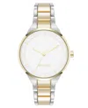 Nine West Women's Quartz White And Two-tone Metal Alloy Watch, 34mm In Silver-tone,gold-tone