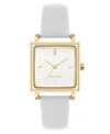 Nine West Women's Quartz White Leather And Gold-tone Watch, 29mm In White