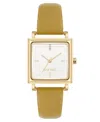Nine West Women's Quartz Yellow Leather And Gold-tone Watch, 29mm