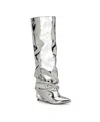 Nine West Women's Randee Pointy Toe Slouchy Knee High Boots In Silver Mirror Metallic