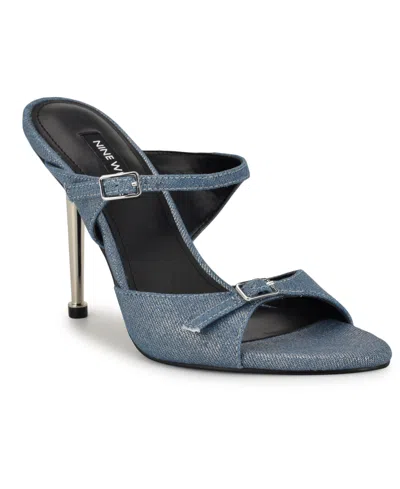 Nine West Women's Reida Open Toe Dress Sandals In Silver